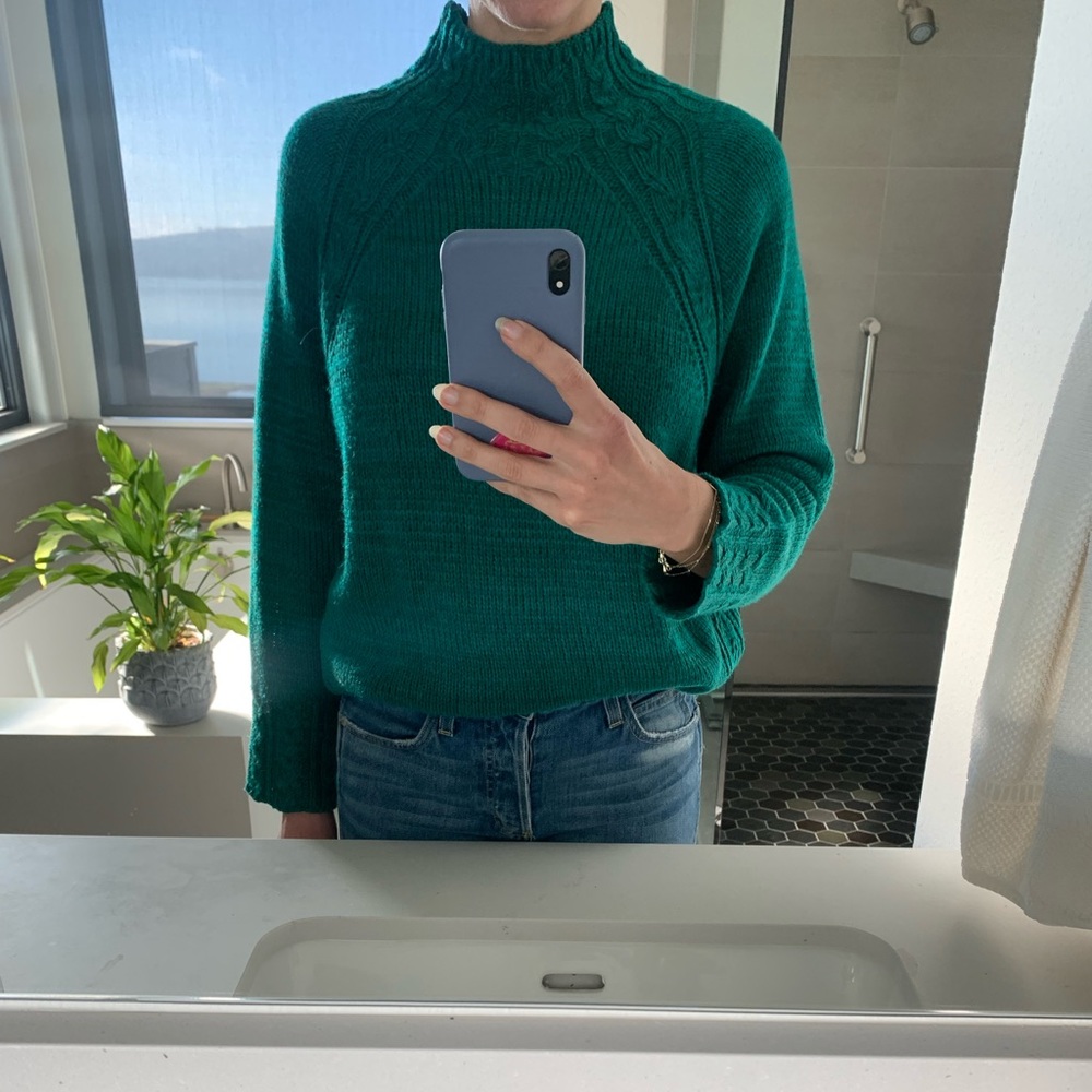 Vintage Forest Green Cable Knit Sweater